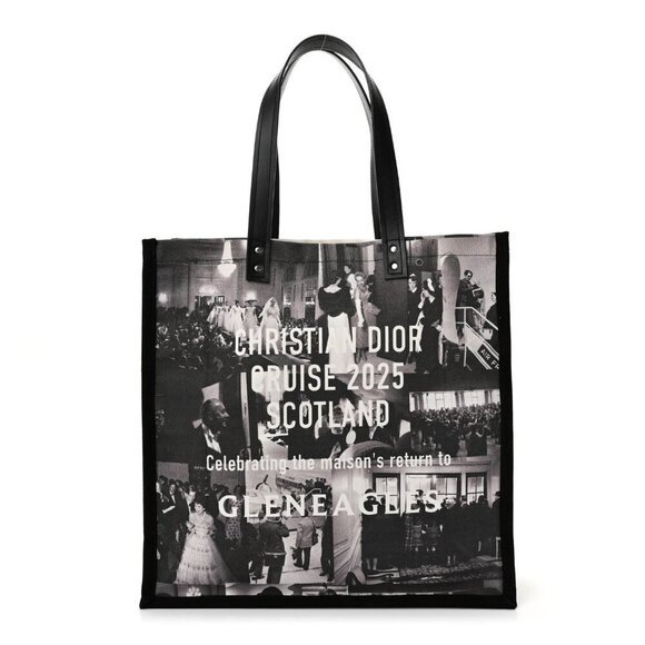 Christian Dior  Canvas Print Cruise 2025 Scotland Tote Black White - Picture 1 of 10